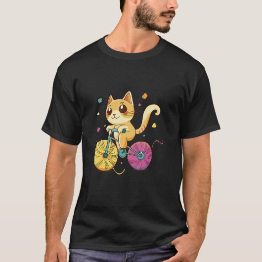 T-shirt Adorable Chat Riding a Bike Jouer & Charming Ill (Devant)
