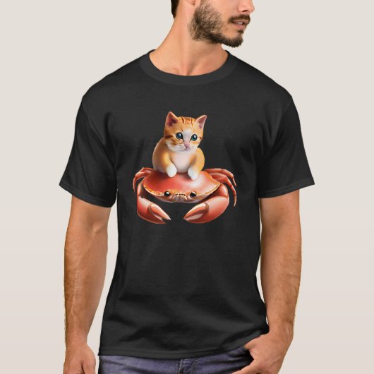 T-shirt adorable chaton et crabe géant (Devant)