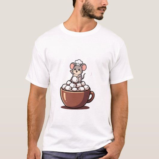 T-shirt Adorable Chef Mouse Waving from a Marshmallow (Devant)