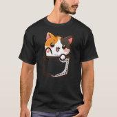 T-shirt Adorable Chibi Japanese Pocket Kawaii Calico Cat (Devant)
