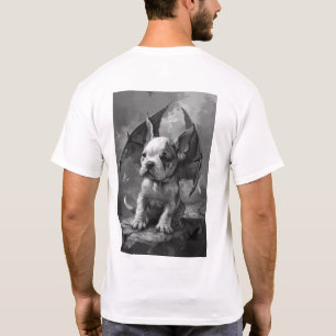 T-shirt Adorable Chien avec Dragon Ailes Imaginaire Art T-