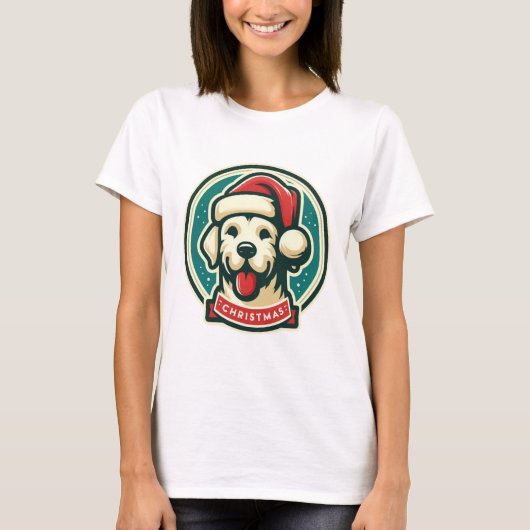 T-shirt adorable chien de Noël (Devant)