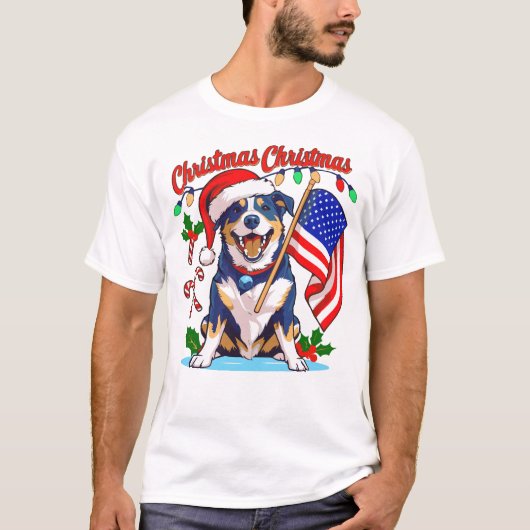 T-shirt adorable chien de Noël (Devant)