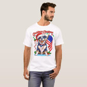 T-shirt adorable chien de Noël (Devant entier)