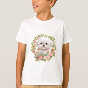 T-shirt adorable chiot maltais en fleur, Amoureux des chie