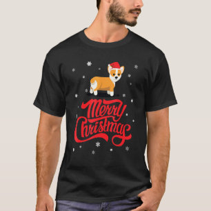 T-shirt Adorable Corgi Mignon Chapeau de Père Noël la veil