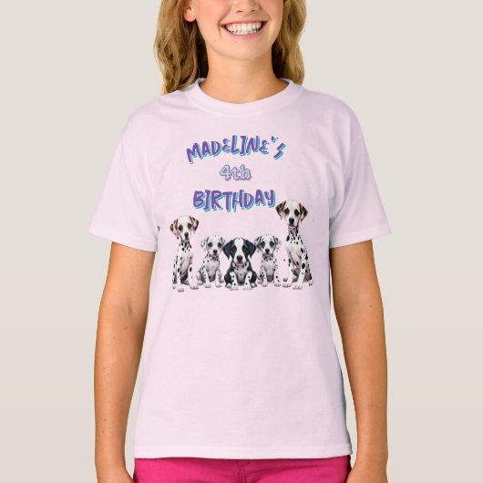 T-shirt Adorable Dalmatian Puppies Girl's Birthday (Devant)
