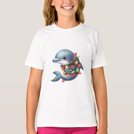 T-shirt adorable dauphin de Noël (Devant)