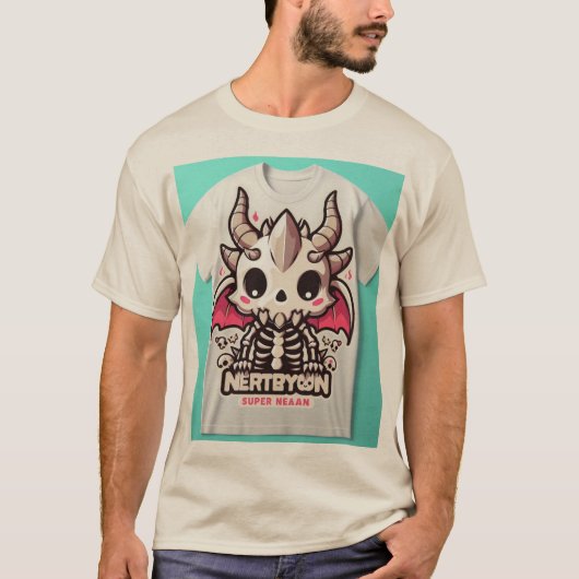 T-shirt Adorable Dragon Skull Mascot Tee" (Devant)