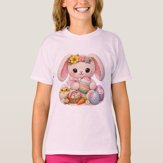 T-shirt Adorable Easter Bunny with Chick and Paste Eggs  (Devant)