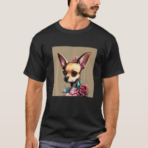 T-shirt adorable Fête Chihuahua avec fleurs