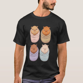 T-shirt Adorable Four Capybaras Swaddle Cute Baby Capybara