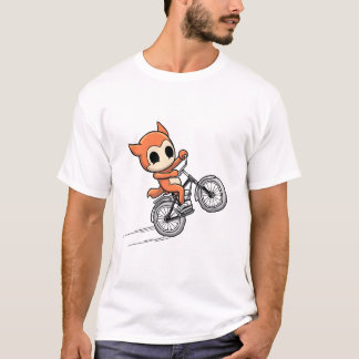 T-shirt Adorable Fox Rider - Joli Cartoon Bike Stunt Desig