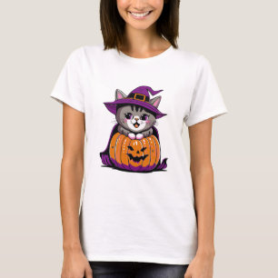 T-shirt Adorable Halloween sorcier chat
