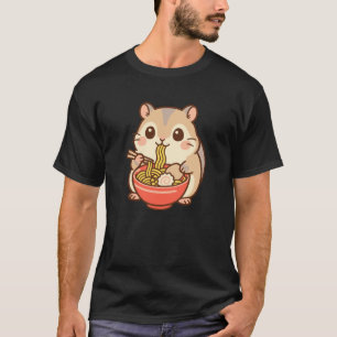 T-shirt Adorable Hamster Mangeant Des Ramen Kawaii Animal