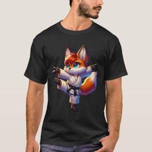 T-shirt Adorable Karate Fox Grue Kick Pose