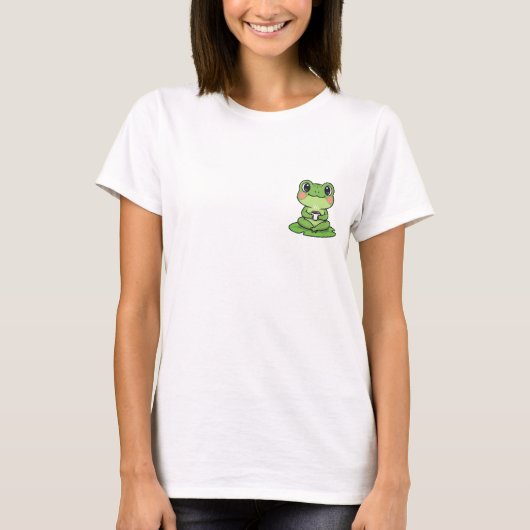T-shirt Adorable Kawaii Frog Sitting on Lily Pad (Devant)