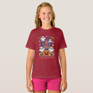 T-shirt Adorable Kawaii Halloween | Fantômes & Citrouilles