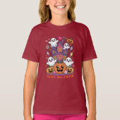 T-shirt Adorable Kawaii Halloween | Happy Ghost & Pumpkins (Devant)