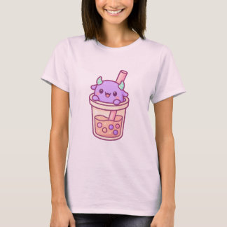 T-shirt Adorable Kawaii Monster with Rainbow Bubble Tea
