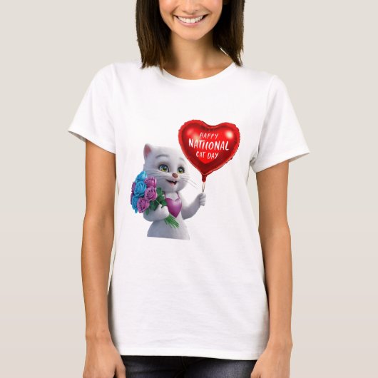 T-shirt Adorable Kitten National Cat Day T-Shirt" (Devant)