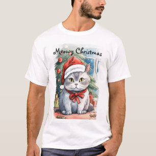 T-shirt Adorable kitty aquarelle style Meowy Cristmas