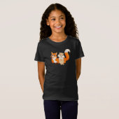 T-Shirt adorable lapin et collier de renard (Devant entier)