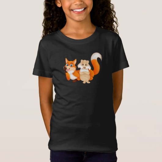 T-Shirt adorable lapin et collier de renard (Devant)