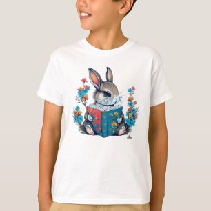 T-shirt Adorable Lapin Rabbit livre de lecture en Garde Fl