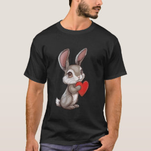 T-shirt Adorable Lapin tenant le Coeur Rouge