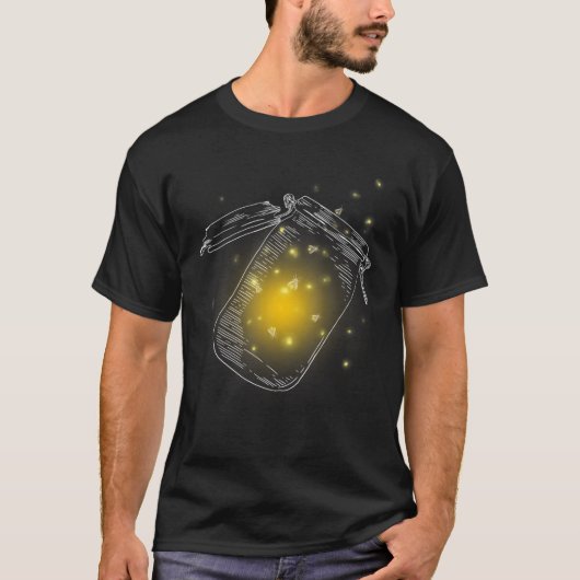 T-shirt Adorable Mason Jar Fireflies Lightning Bugs Beetle (Devant)