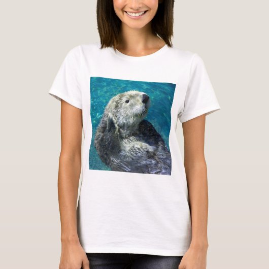 T-shirt Adorable Mer Otter Cute Eau Bleue (Devant)