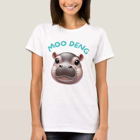 T-shirt Adorable mignon Bébé Joyeux Pygmée Hippo Moo Deng (Devant)