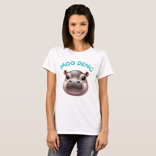 T-shirt Adorable mignon Bébé Joyeux Pygmée Hippo Moo Deng (Devant entier)