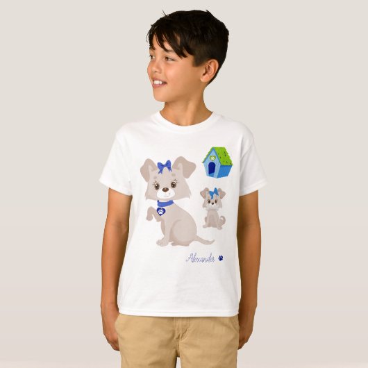 T-shirt Adorable mignonne maman chien avec chiot (Devant entier)