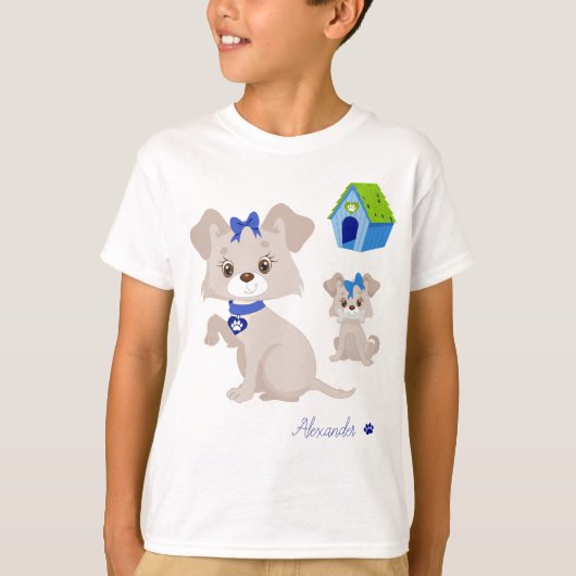 T-shirt Adorable mignonne maman chien avec chiot (Devant)