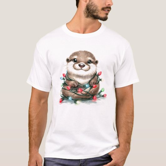 T-shirt adorable Otter de Noël (Devant)