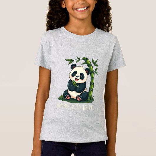 T-Shirt Adorable Panda Accrocher Bamboo Cute Cartoon Art (Devant)