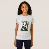 T-Shirt Adorable Panda Accrocher Bamboo Cute Cartoon Art (Devant entier)
