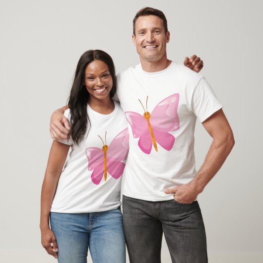 T-shirt adorable Papillon de dessin rose (Unisexe)