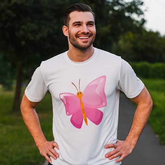 T-shirt adorable Papillon de dessin rose
