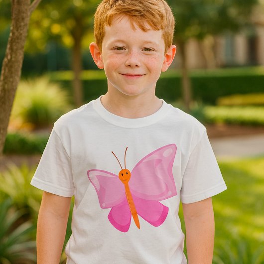 T-shirt adorable Papillon de dessin rose