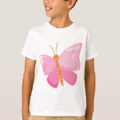 T-shirt adorable Papillon de dessin rose (Devant)
