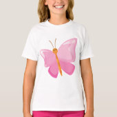 T-shirt adorable Papillon de dessin rose (Devant)