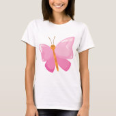 T-shirt adorable Papillon de dessin rose (Devant)