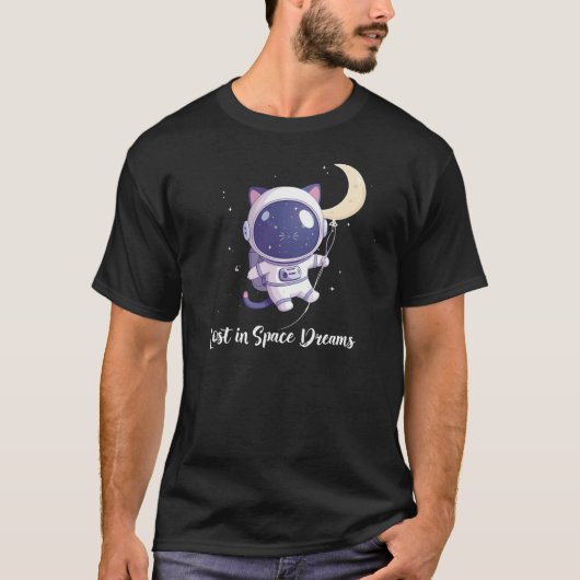 T-shirt Adorable Pastel Kawaii Space Cat with Moon and Rai (Devant)
