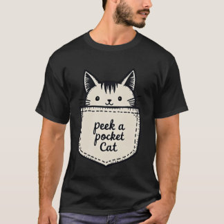 T-shirt Adorable Peek-a-Pocket Cat Peeking Cute Feline