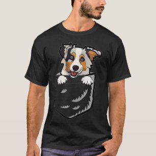 T-shirt Adorable Petit Berger Australien Chien Dans La Poc