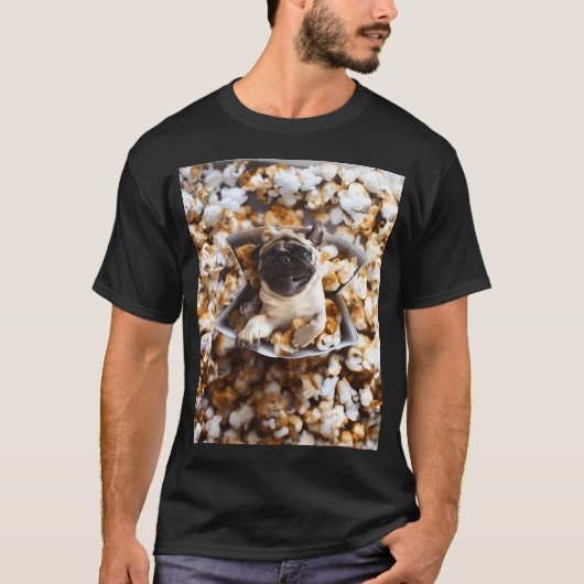 T-shirt Adorable Pug au popcorn (Devant)