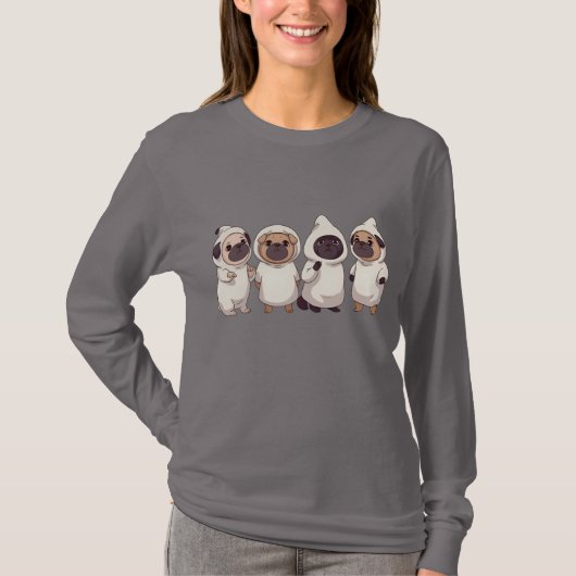 T-shirt "Adorable Pug Squad – Cute Funny Four Pugs Cartoon (Devant)